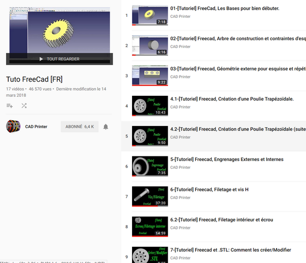 Chaine youtube FreeCAD